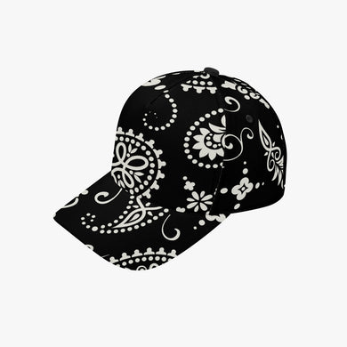 Designer Black Paisley Baseball Caps