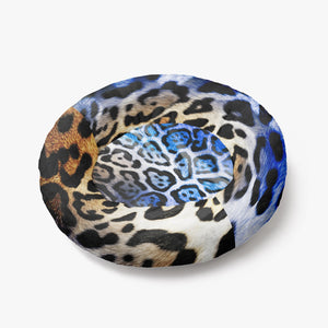 Blue Animal Print Round Size Pet Bed