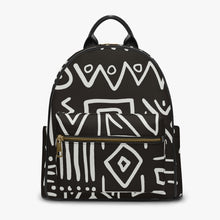 Laden Sie das Bild in den Galerie-Viewer, Designer Black and White Tribal Art  PU Backpack
