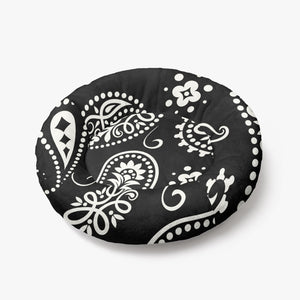 Black Paisley Round Pet Bed