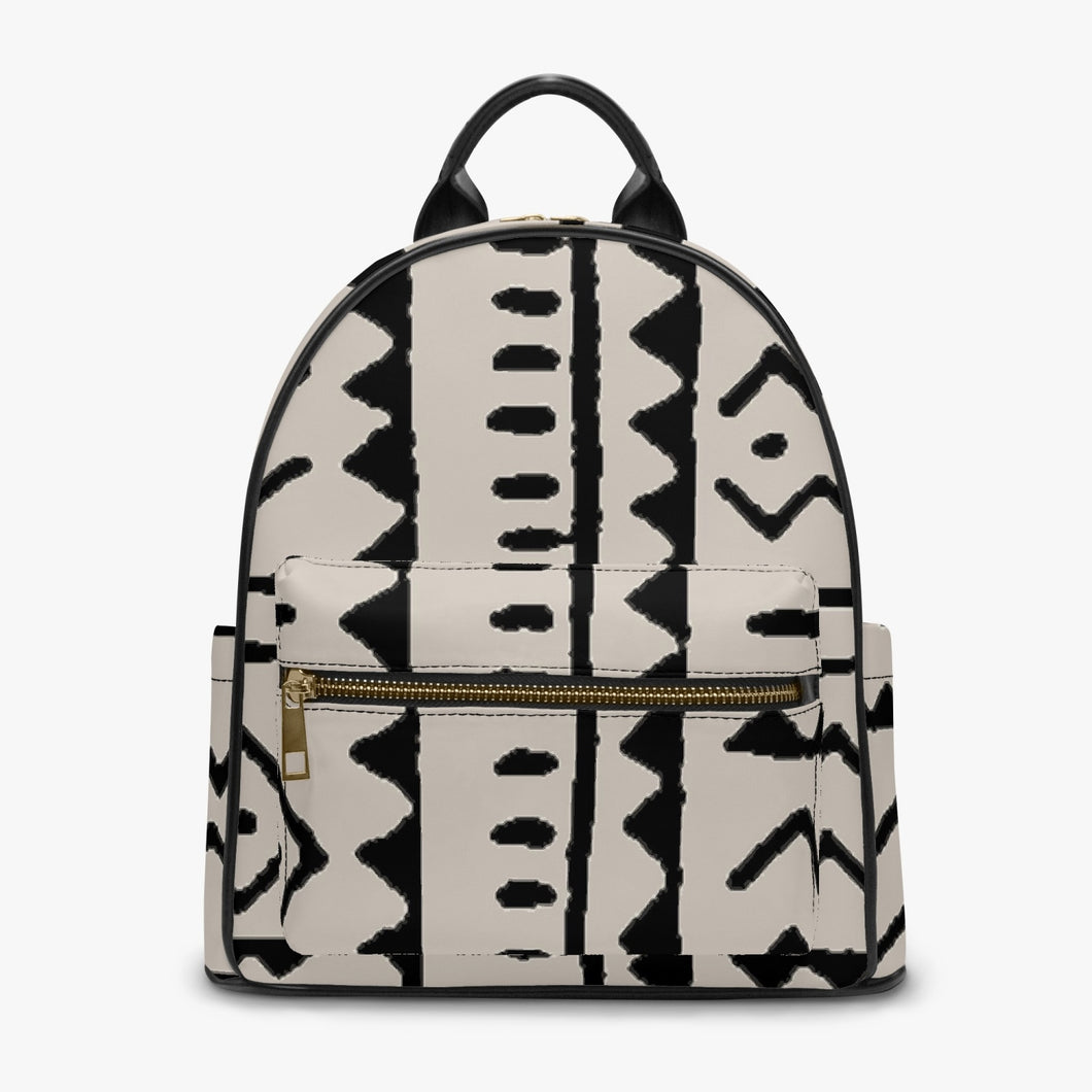 Designer Black and White Tribal Art PU Backpack