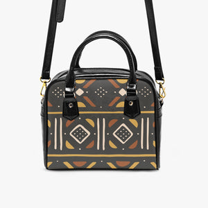 Designer Tribal Style Mudcloth Casual Leather Saddle Bag