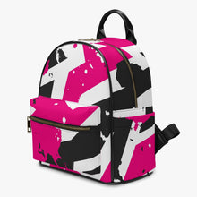 Laden Sie das Bild in den Galerie-Viewer, Designer Pink, Black &amp; White Tribal Art  PU Backpack
