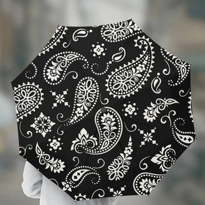 Designer Black Paisley Style Automatic UV Protection Umbrella