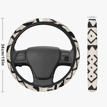 Load image into Gallery viewer, Black &amp; White Tribal Art Steering Wheel Cover