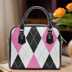 Designer Argyle Casual Leather Saddle Bag