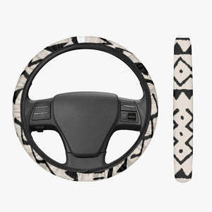 Black & White Tribal Art Steering Wheel Cover