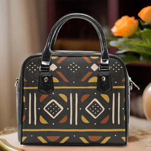 Designer Tribal Style Mudcloth Casual Leather Saddle Bag