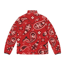 Cargar imagen en el visor de la galería, Red Paisley Men&#39;s Puffer Jacket