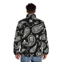 Load image into Gallery viewer, Black Paisley Men&#39;s Puffer Jacket