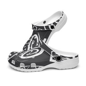 Tribal Black and White Abstract Clogs