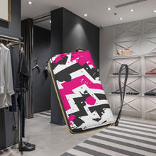 Cargar imagen en el visor de la galería, Pink Abstract Design Long Wallet/Phone Carrier With Black Hand Strap