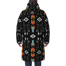 Laden Sie das Bild in den Galerie-Viewer, Black Designer Tribal Art Unisex Long Down Jacket