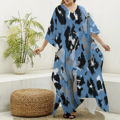 Tribal Designer Women's Imitation Silk V-neck Kaftan Robe