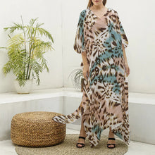 Load image into Gallery viewer, Animal Print Women&#39;s Imitation Silk V-neck Kaftan Robe