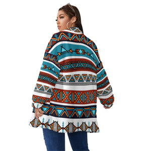 Designer Tribal Art Unisex Borg Fleece Stand-up Collar Coat With Zipper Closure(Plus Size)