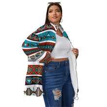 Load image into Gallery viewer, Designer Tribal Art Unisex Borg Fleece Stand-up Collar Coat With Zipper Closure(Plus Size)