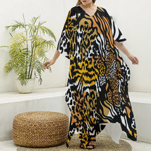 Laden Sie das Bild in den Galerie-Viewer, Wildn Animal Women&#39;s Imitation Silk V-neck Kaftan Robe