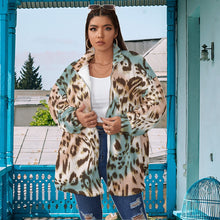 Load image into Gallery viewer, Animal Print Designer Borg Fleece Stand-up Collar Coat With Zipper Closure(Plus Size)