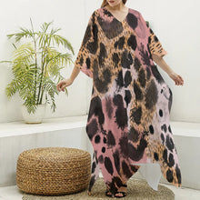 Load image into Gallery viewer, Animal Print Women&#39;s Imitation Silk V-neck Kaftan Robe