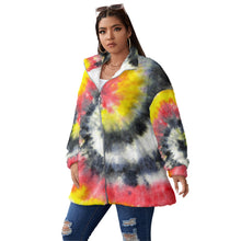 Load image into Gallery viewer, Designer Tye Dyed Unisex Borg Fleece Stand-up Collar Coat With Zipper Closure(Plus Size)