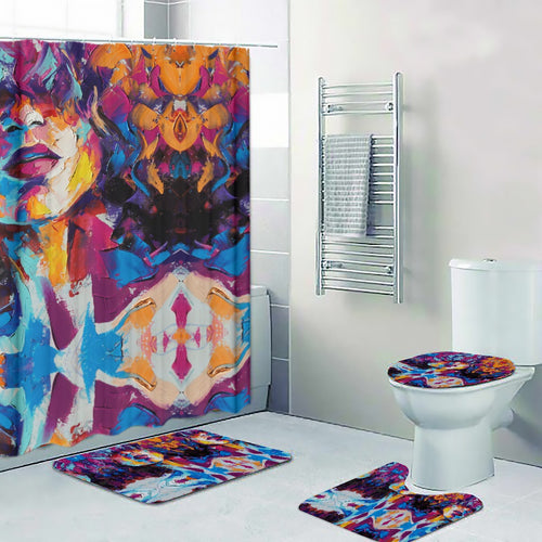 Black Girl Watercolor Art Four-piece Bathroom