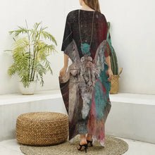 Load image into Gallery viewer, Watercolor Butterfly Women&#39;s Imitation Silk V-neck Kaftan Robe