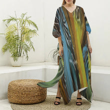 Load image into Gallery viewer, Tribal Art Women&#39;s Imitation Silk V-neck Kaftan Robe