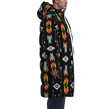 Laden Sie das Bild in den Galerie-Viewer, Black Designer Tribal Art Unisex Long Down Jacket