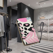 Laden Sie das Bild in den Galerie-Viewer, Pink Leopard Long Wallet/Phone Carrier With Black Hand Strap