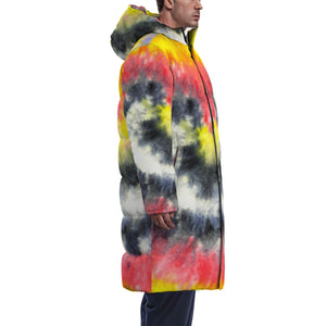 Designer Tye Dyed Unisex Long Down Jacket