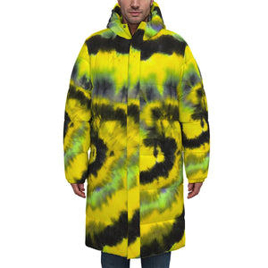 Yellow Tye Dyed Designer Unisex Long Down Jacket
