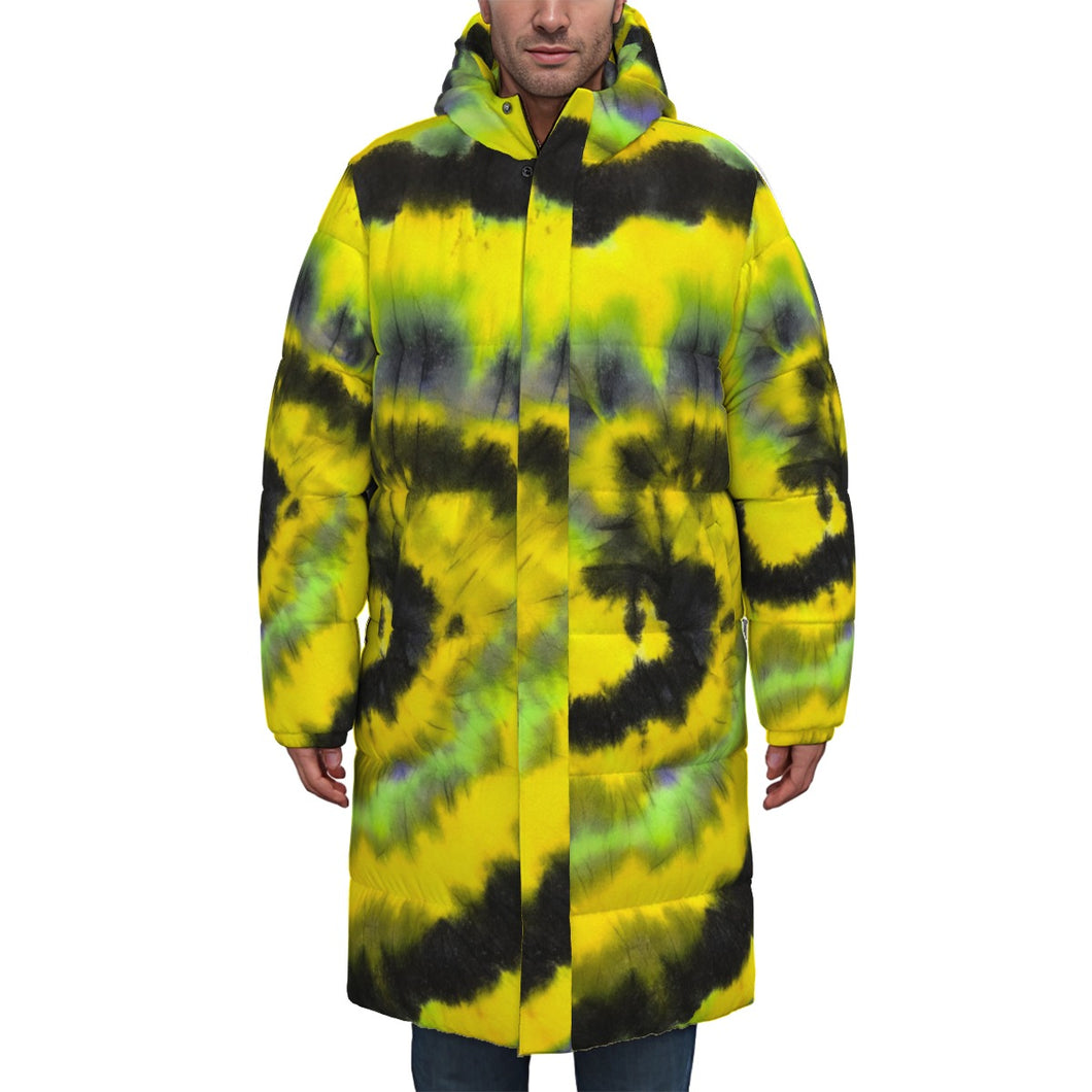 Yellow Tye Dyed Designer Unisex Long Down Jacket