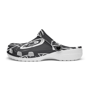 Tribal Black and White Abstract Clogs
