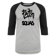 Load image into Gallery viewer, Faith Squad Baseball T-Shirt - heather gray/black