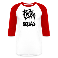 Load image into Gallery viewer, Faith Squad Baseball T-Shirt - white/red
