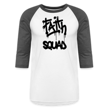Load image into Gallery viewer, Faith Squad Baseball T-Shirt - white/charcoal