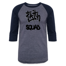 Load image into Gallery viewer, Faith Squad Baseball T-Shirt - heather blue/navy