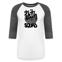 Load image into Gallery viewer, Unisex Faith Squad Baseball T-Shirt - white/charcoal