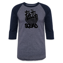 Load image into Gallery viewer, Unisex Faith Squad Baseball T-Shirt - heather blue/navy