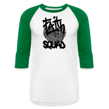 Load image into Gallery viewer, Unisex Faith Squad Baseball T-Shirt - white/kelly green