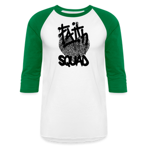 Unisex Faith Squad Baseball T-Shirt - white/kelly green