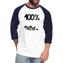 이미지를 갤러리 뷰어에 로드 , Unisex 100% Rebel Baseball T-Shirt - white/navy