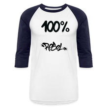 이미지를 갤러리 뷰어에 로드 , Unisex 100% Rebel Baseball T-Shirt - white/navy