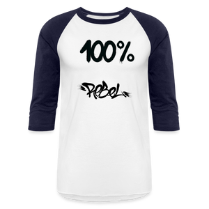 Unisex 100% Rebel Baseball T-Shirt - white/navy