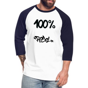 Unisex 100% Rebel Baseball T-Shirt - white/navy
