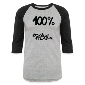 Unisex 100% Rebel Baseball T-Shirt - heather gray/black