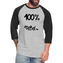 Load image into Gallery viewer, Unisex 100% Rebel Baseball T-Shirt - heather gray/black