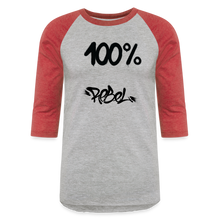 Load image into Gallery viewer, Unisex 100% Rebel Baseball T-Shirt - heather gray/red