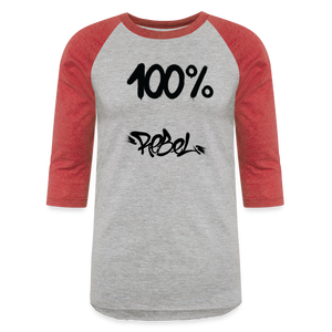 Unisex 100% Rebel Baseball T-Shirt - heather gray/red